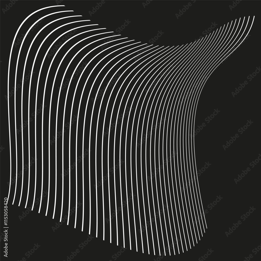 Poster wave line illustration. abstract curved pattern. smooth flowing shape. black background.