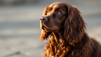 Obraz premium Rustic spaniel, posed outdoors.