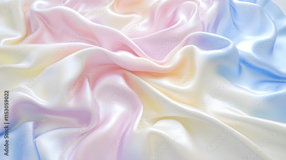 Poster silk fabric flowing textile studio close-up image soft colors horizontal view elegance concept