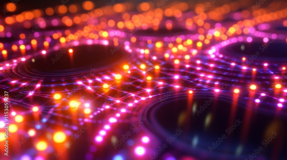 Aufkleber abstract glowing network nodes and connections.
