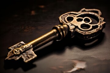 old key a close up of an old key with a nostalgic and mysterious