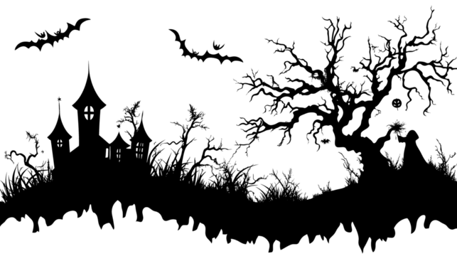 illustration of a halloween tree