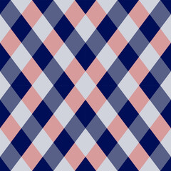 Argyle pattern of geometric rhombus. Harlequin design. Classic diamond shaped textile material for gift wrapping paper, socks, sweater, jumper, other modern textile or paper design.