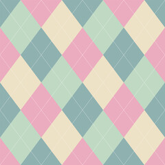 Argyle pattern of geometric rhombus. Harlequin design. Classic diamond shaped textile material for gift wrapping paper, socks, sweater, jumper, other modern textile or paper design.