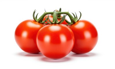 Fresh ripe red tomatoes on white background
