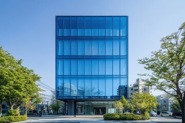 Modern glass office building exterior. (1)