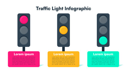 Traffic Light Infographic with Red, Yellow, and Green Signals