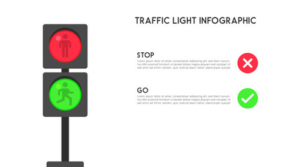 Pedestrian Traffic Light Infographic with Stop and Go Indicators for Walkers