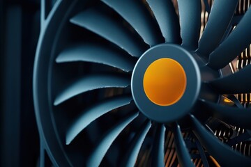 Detailed close-up of an internal fan showcasing intricate design and engineering features.