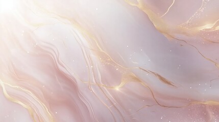 Fototapeta premium A delicate marble design in soft blush and gold tones, featuring fluid swirls and sparkling accents, creating a dreamy and luxurious aesthetic for artistic and elegant projects
