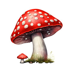 a red mushroom with white spots