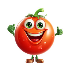 a cartoon tomato with thumbs up