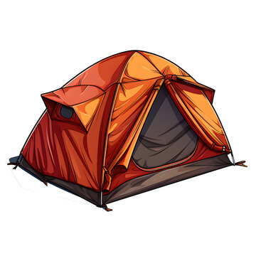 orange camping tent isolated on white clip art preview