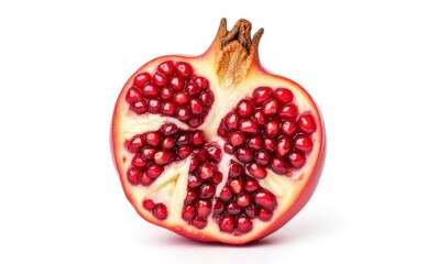 Fresh cut pomegranate showcasing juicy seeds