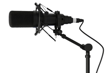 High-Quality PNG Professional studio podcast microphone on transparent background; Isolated on White Background &ndash; High Resolution