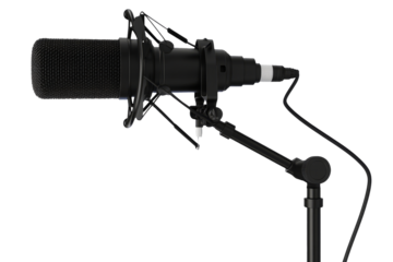 High-Quality PNG Professional studio podcast microphone on transparent background; Isolated on White Background – High Resolution