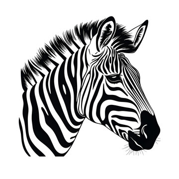 a black and white drawing of a zebra