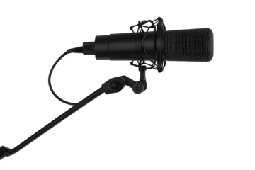 High-Quality PNG Professional studio podcast microphone on transparent background; Isolated on White Background – High Resolution