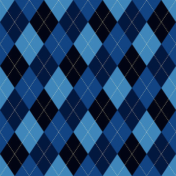 Argyle pattern of geometric rhombus. Harlequin design. Classic diamond shaped textile material for gift wrapping paper, socks, sweater, jumper, other modern textile or paper design.