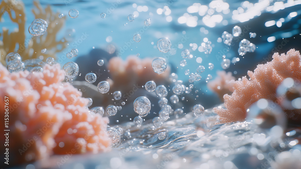 Poster underwater fizzy bubbles set isolated on transparent background. vector realistic illustration of ai