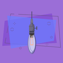 Long incandescent light bulb. Electric light, lamp illumination. Light bulbs concept. Vector illustration can be used for topics like electricity, energy, power