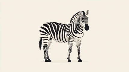 Obraz premium Elegant Zebra Standing, Profile View, Minimalist Design