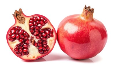 Fresh red pomegranate and sliced fruit