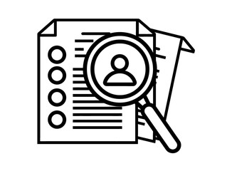 a magnifying glass over a paper with a person