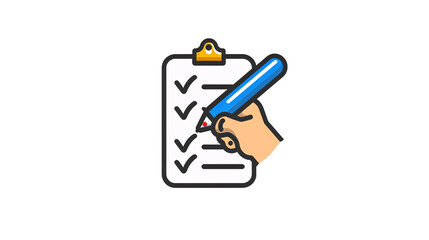 a hand holding a pen and a clipboard