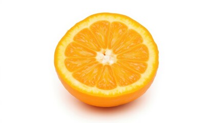 Freshly cut orange half on white background