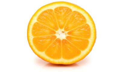 Freshly cut orange half on white background