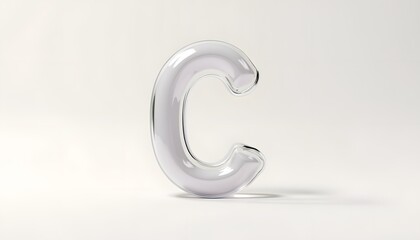 Naklejka premium Transparent Glass Letter C on White Background