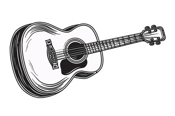 a black and white drawing of a guitar
