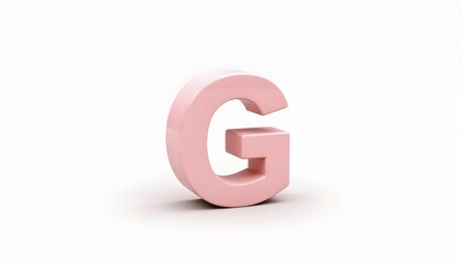 Fototapeta premium Pink 3D letter G on white background. Clean, minimal design, perfect for branding, logos, or alphabet projects.