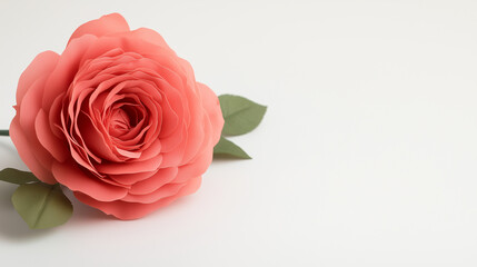 One large red rose on a white background.