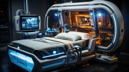 Futuristic Medical Bed: Advanced Healthcare in a Sci-Fi Setting