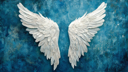 Fototapeta premium White wings on blue background