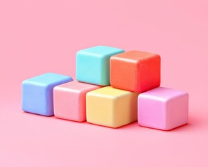 Obraz premium Entrepreneurial Vision Blueprint, Colorful Building Blocks on a Pastel Background