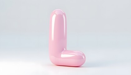 Pink Glossy Letter L 3D Render