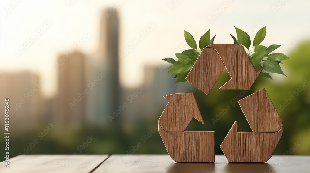 Poster visual representation of a sustainable economy with a focus on the recycling loop and nature integra