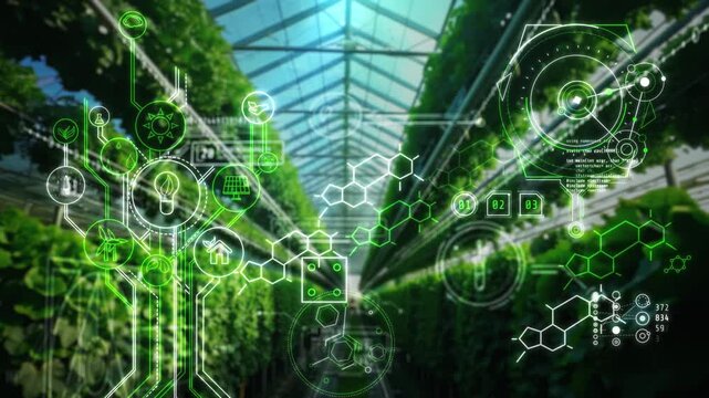 Smart agriculture technology analyzing plant growth in a greenhouse