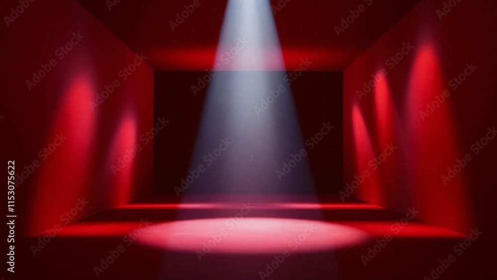 Poster spotlight and red empty space with shadow