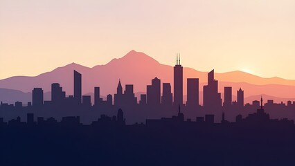 Naklejka premium AI bedoBase XL Classic Urban Skyline Silhouette at Twilight. Cityscape.