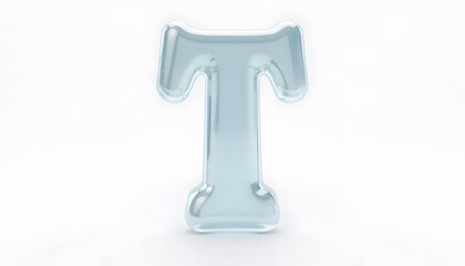 Icy Glass Letter T:  A Crystalline Alphabetical 3D Render