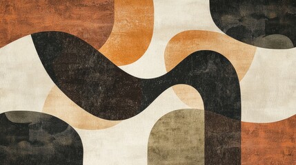 Abstract Modern Art Featuring Curving Shapes and Earthy Tones