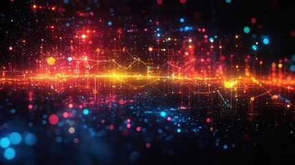 Fototapeta premium Abstract Animated Flow Diagram with Colorful Lights