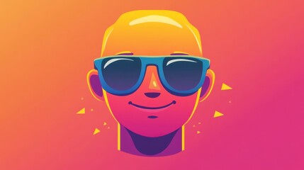 Smiling Man in Sunglasses, Retro Gradient Style