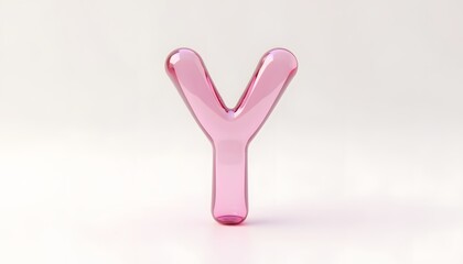 Pink Glass Letter Y:  A 3D Render of a Shiny, Translucent Pink Y