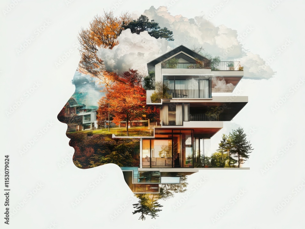 Aufkleber innovative mind integration with cloud computing and iot elements in a modern home setting