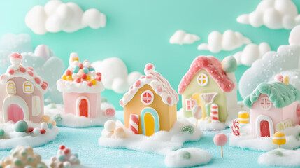 Obraz premium Cute pop House of sweets background wallpaper